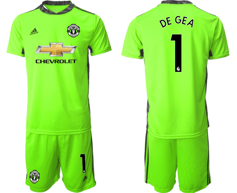 Men 2020-2021 club Manchester United fluorescent green goalkeeper #1 Soccer Jerseys->manchester united jersey->Soccer Club Jersey